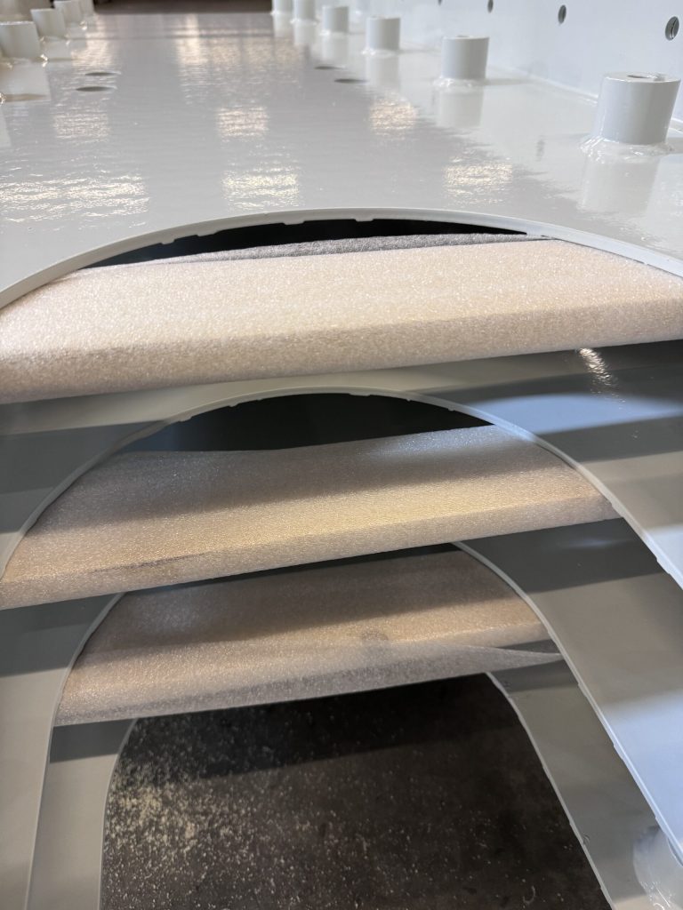 White coated moulded parts