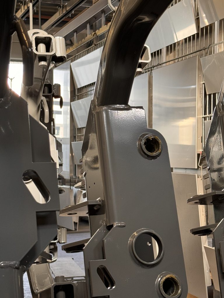Grey coated frame of a large component